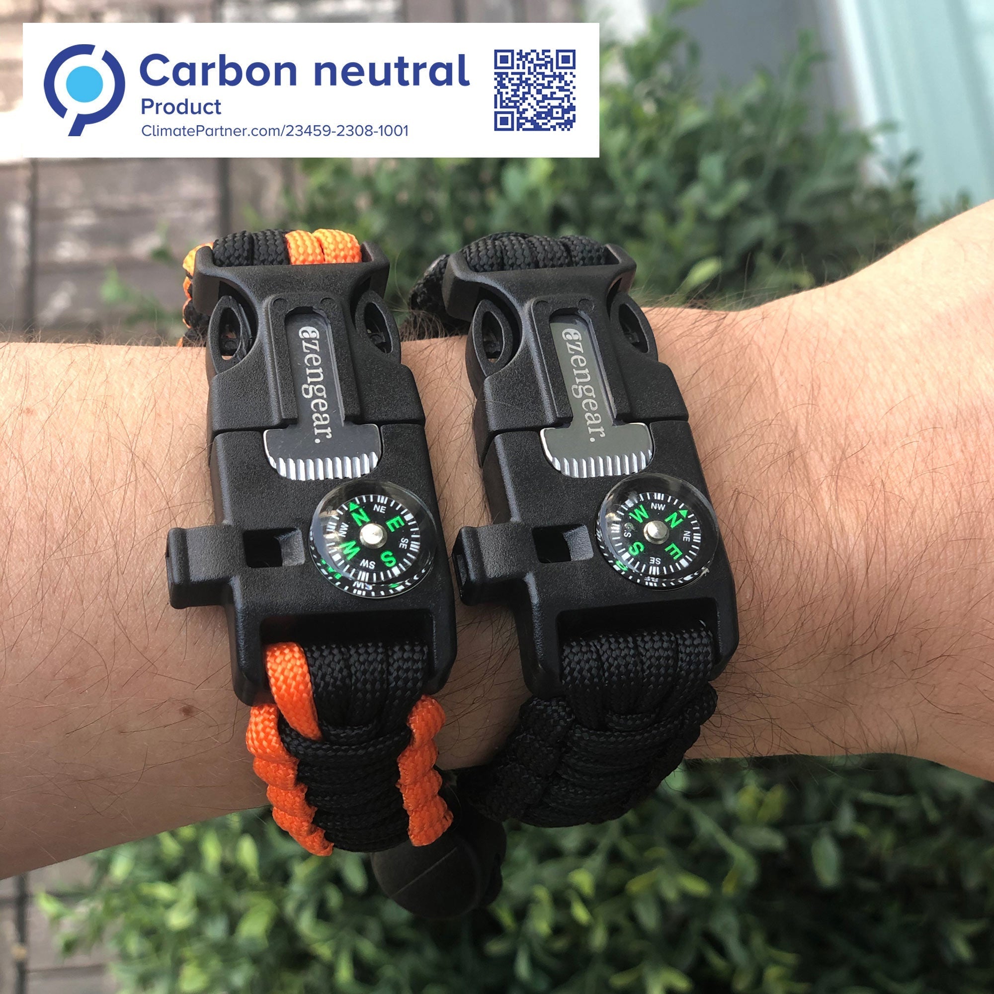 Paracord Survival Bracelet (2 Pack), Fire Starter, Whistle, Compass